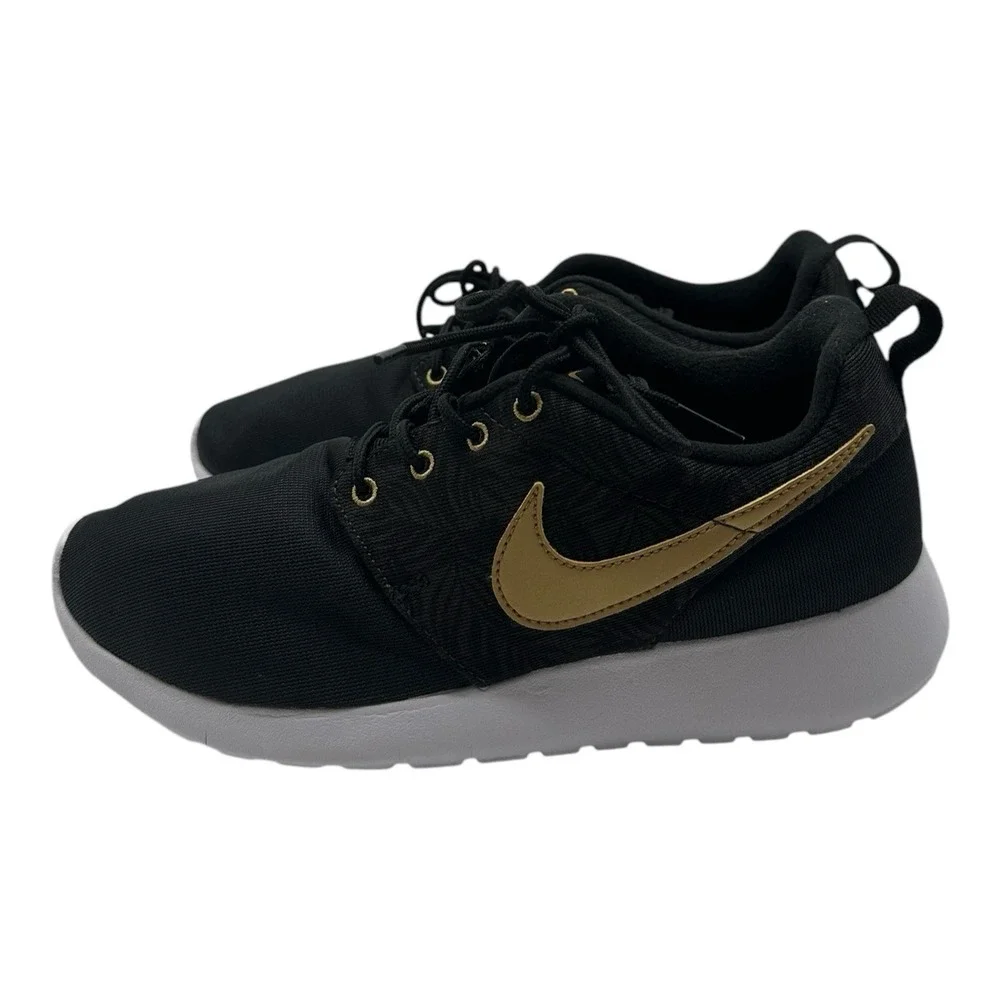 Nike Roshe One Print GS Running Shoes Size Youth 6.5 Womens 8 Black Gold Sneaker - Picture 6 of 10
